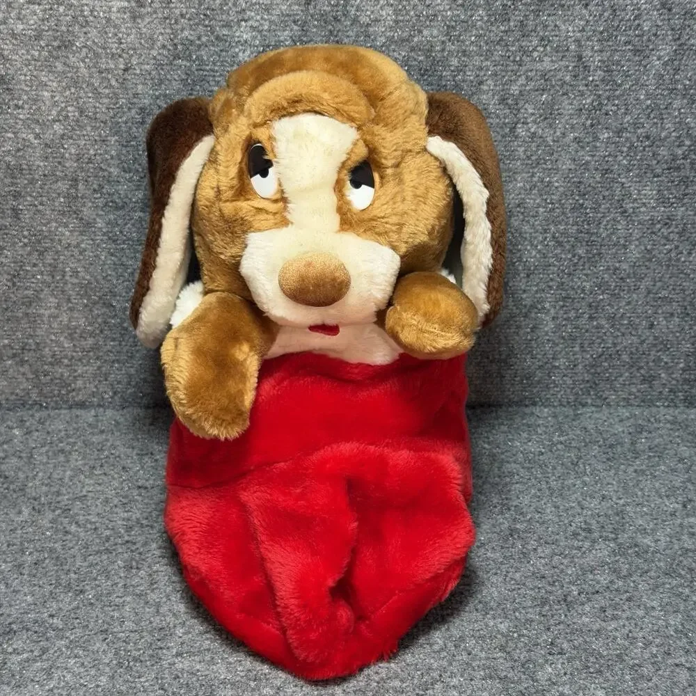 Smithy Bassett Hound Christmas Stocking Dog Puppy Reversible 80s Plush RARE VTG